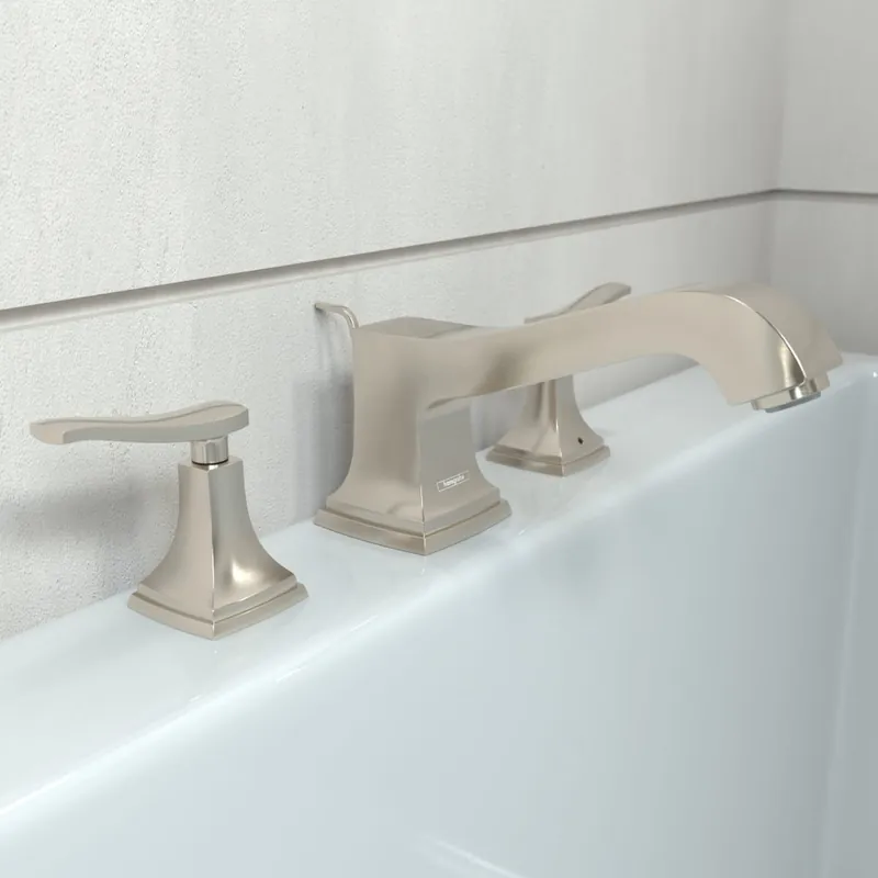 Hansgrohe 31428821 Metropol Classic 3-Hole Roman Tub Set Trim with Lever Handles in Brushed Nickel