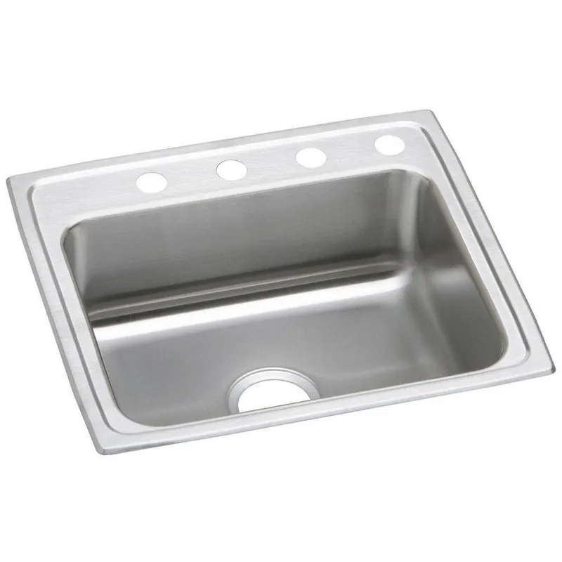 Elkay PSR25214 Celebrity 25 x 21-1/4 in. 4 Hole Stainless Steel Single Bowl Drop-in Sink