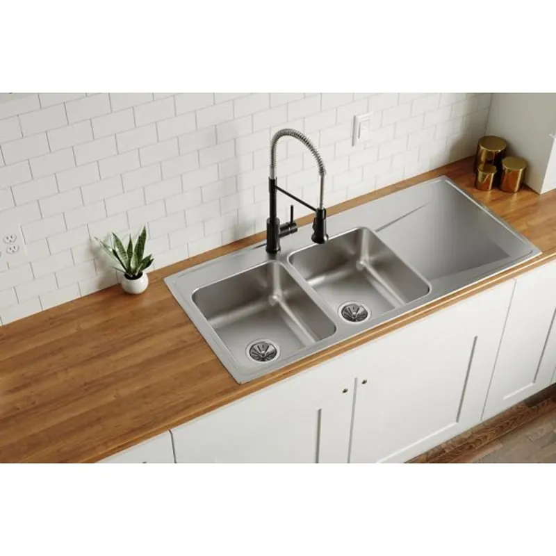 Elkay ILR4822L1 Lustertone Classic Stainless Steel 48 x 22 x 7-5/8 Equal Double Bowl Drop-in Sink with Drainboard