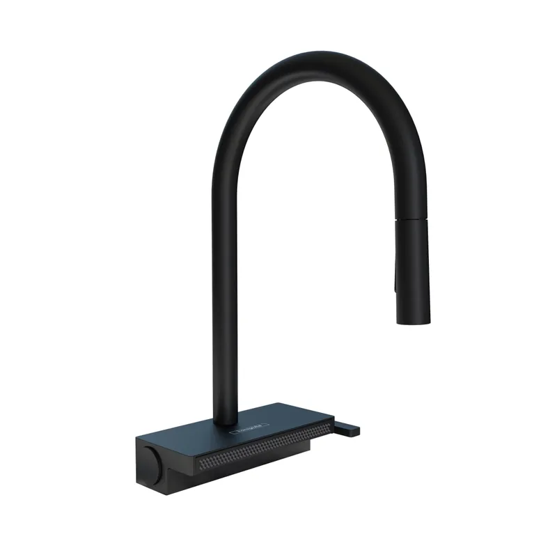 Hansgrohe 73837671 Aquno Select HighArc Kitchen Faucet, 3-Spray Pull-Down, 1.75 GPM in Matte Black