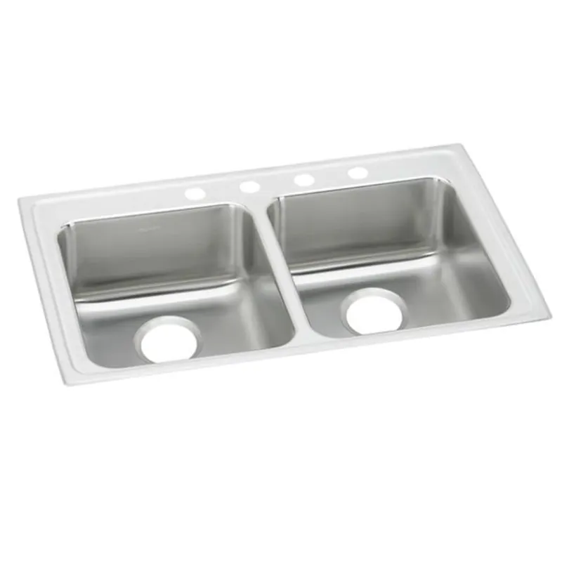 Elkay LRAD3722603 Lustertone Classic Stainless Steel 37 x 22 x 6 Equal Double Bowl Drop-in ADA Sink