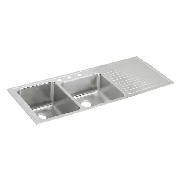 Elkay ILFGR5422L3 Sink 54X22 3HL SS DBL BWL 18GA W/RH DRAIN BOARD