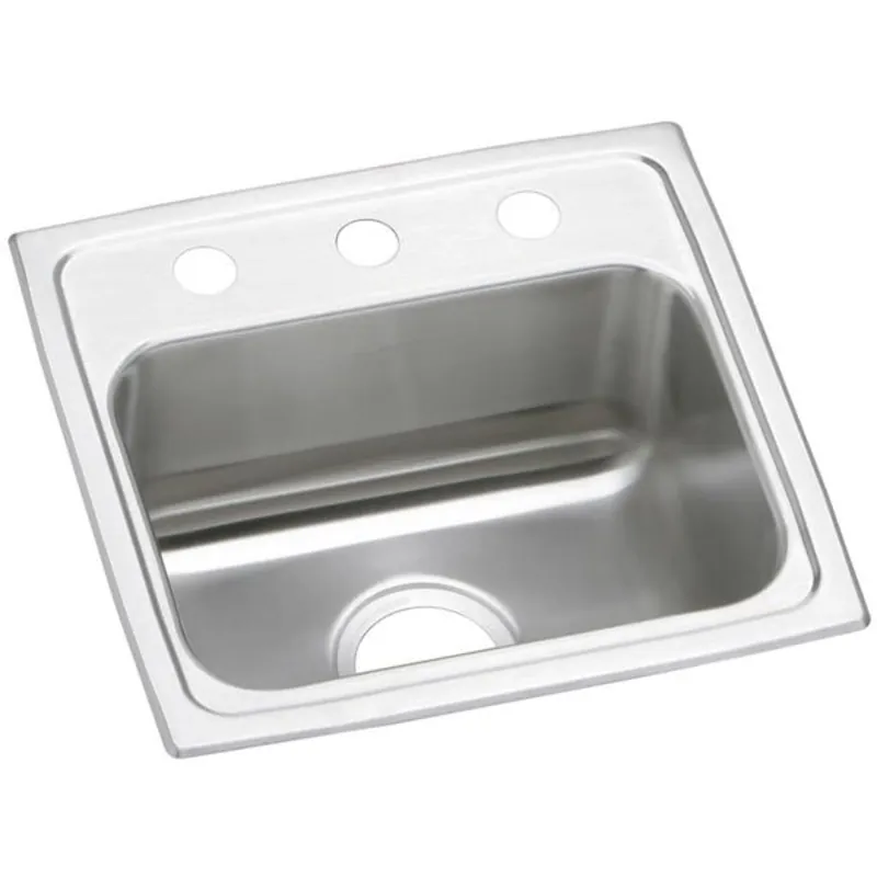Elkay PSR17163 Celebrity Stainless Steel 17 x 16 x 7-1/8 3-Hole Single Bowl Drop-in Sink