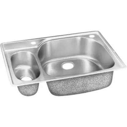 Elkay LCGR3322L2 Sink 33X22 2HL DBL BWL 18GA TYPE 304 SS