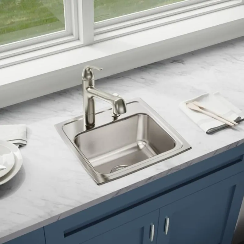 Elkay LRQ17163 Lustertone Classic Stainless Steel 17 x 16 x 7-5/8 3-Hole Single Bowl Drop-in Sink with Quick-clip