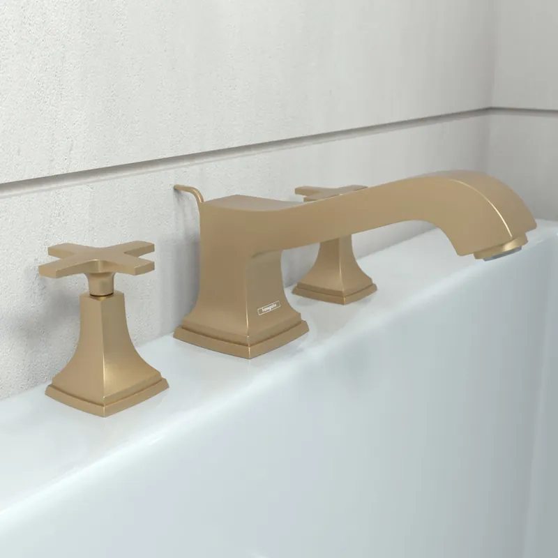 Hansgrohe 31430141 Metropol Classic 3-Hole Roman Tub Set Trim with Cross Handles in Brushed Bronze