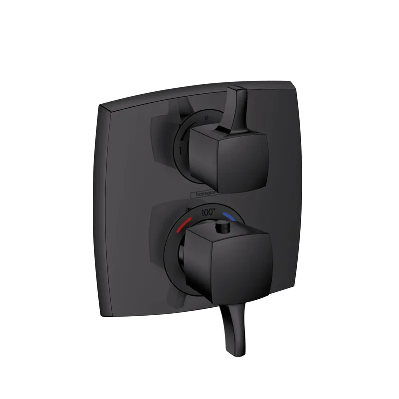 Hansgrohe 15727671 Ecostat Classic Thermostatic Trim With Volume Control Square In Matte Black