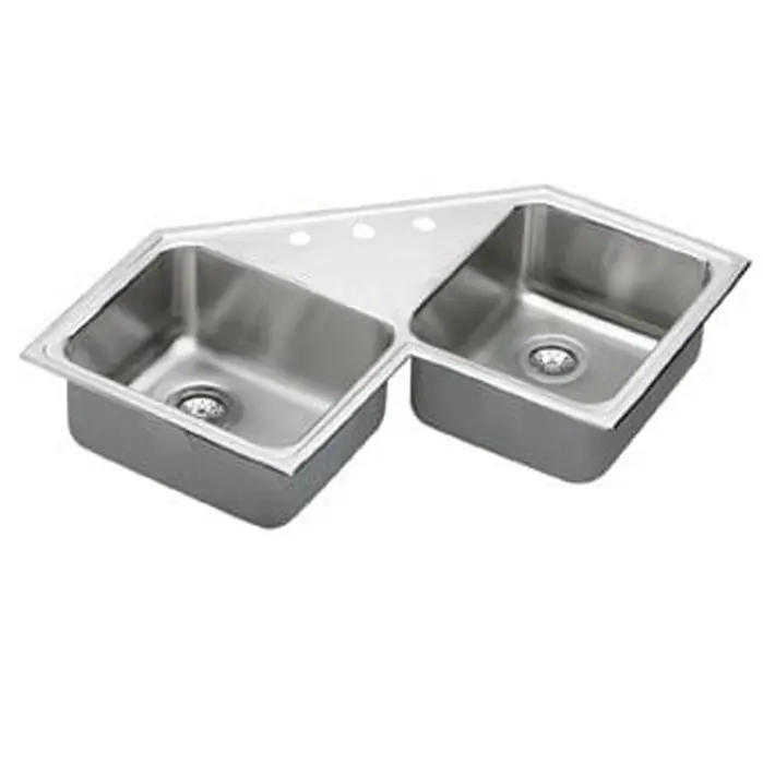 Elkay LCCR32323 Sink 32X32 3HL DBL BWL Corner 18 GA Type