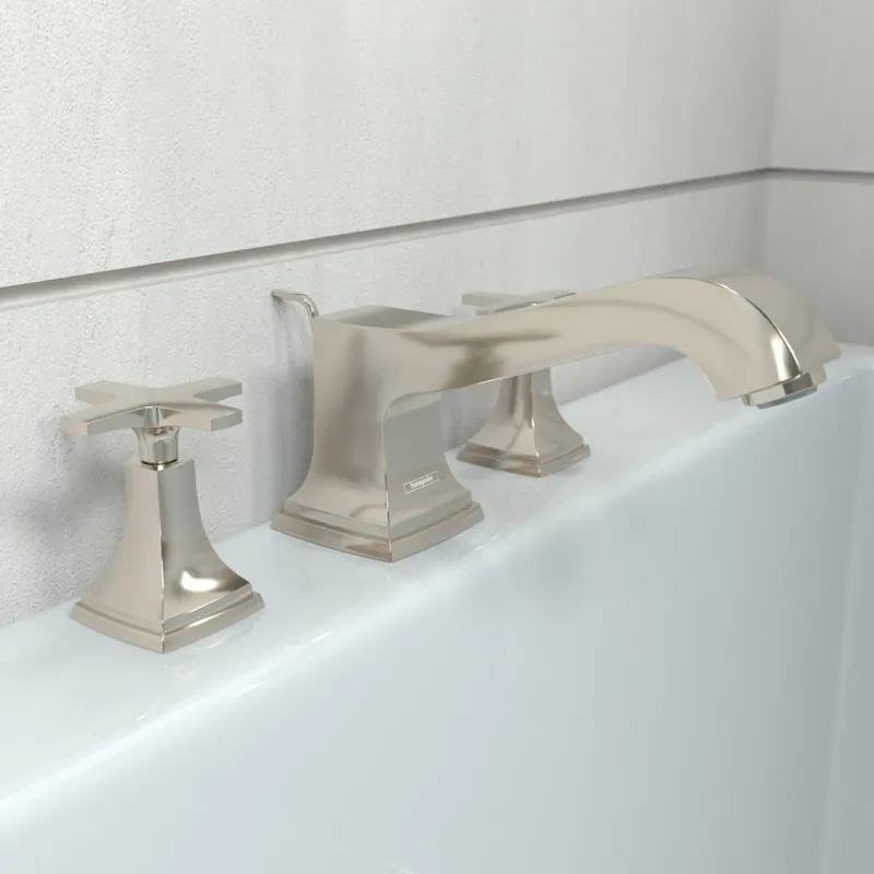 Hansgrohe 31430831 Metropol Classic 3-Hole Roman Tub Set Trim with Cross Handles in Polished Nickel