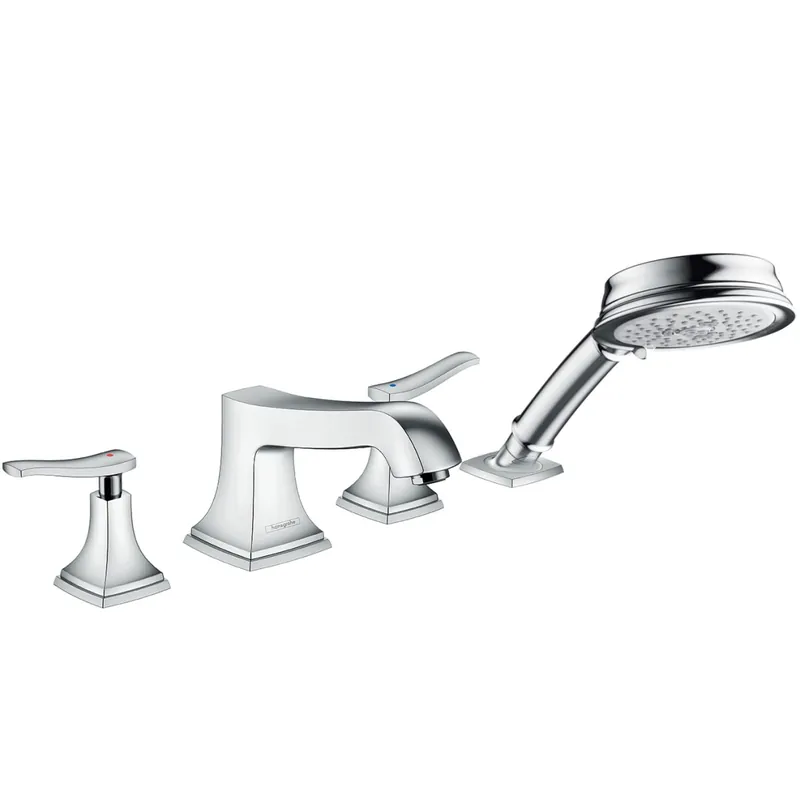 Hansgrohe 31441001 Metropol Classic 4-Hole Roman Tub Set Trim with Lever Handles and 1.8 GPM Handshower
