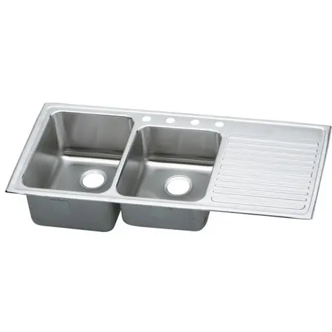 Elkay ILGR4822L2 Sink 48X22 2HL SS DBL BWL 18GA with RH Drain Board