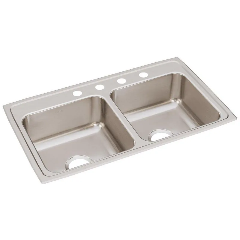 Elkay LR33194 Lustertone Classic Stainless Steel 33 x 19-1/2 x 7-5/8 Double Bowl Drop-in Sink