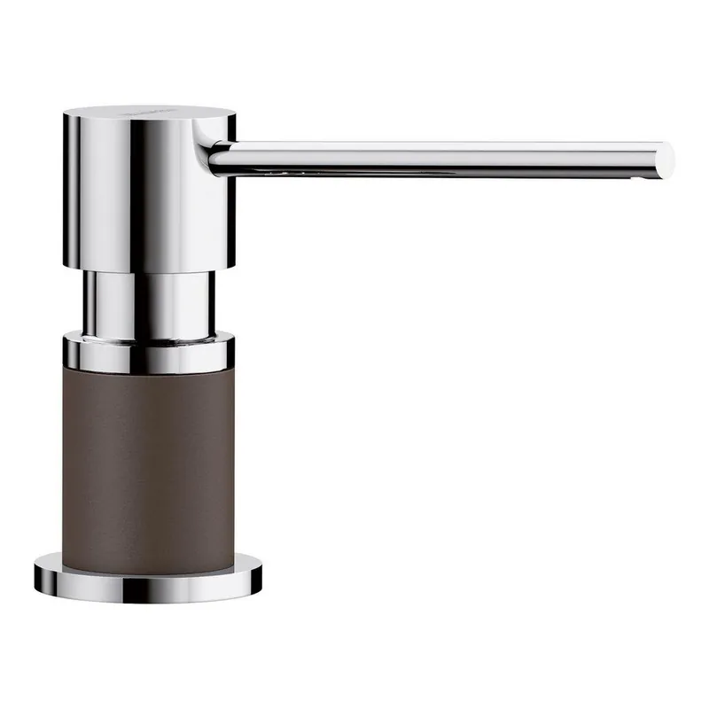 BLANCO 402303 Lato Kitchen Soap Dispenser 10 oz Chrome with Café Brown