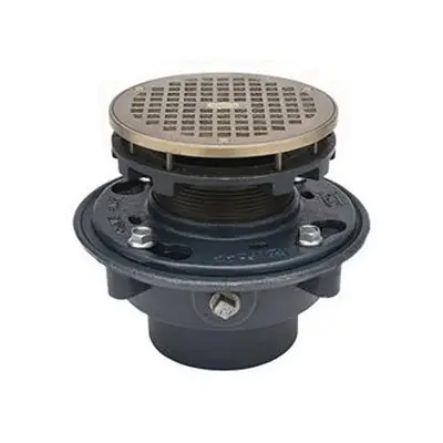 Zurn ZN415-4NH-6BZ Z415BZ Dura Coated Cast Iron Floor Drain with 6-1/4 in Strainer 4 in No-Hub