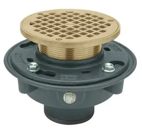Zurn ZN415-2NL-6B-P Z415B Floor and Shower Drain, 2 in Outlet, Neo-Loc Connection, 6 in Dia Polished Nickel Bronze Grid, Cast Iron Drain