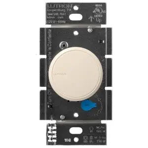 Lutron RCL-153PNL-LA Dalia LED+ Dimmer Push On/Push Off Rotary Knob With Locator Light Light Almond