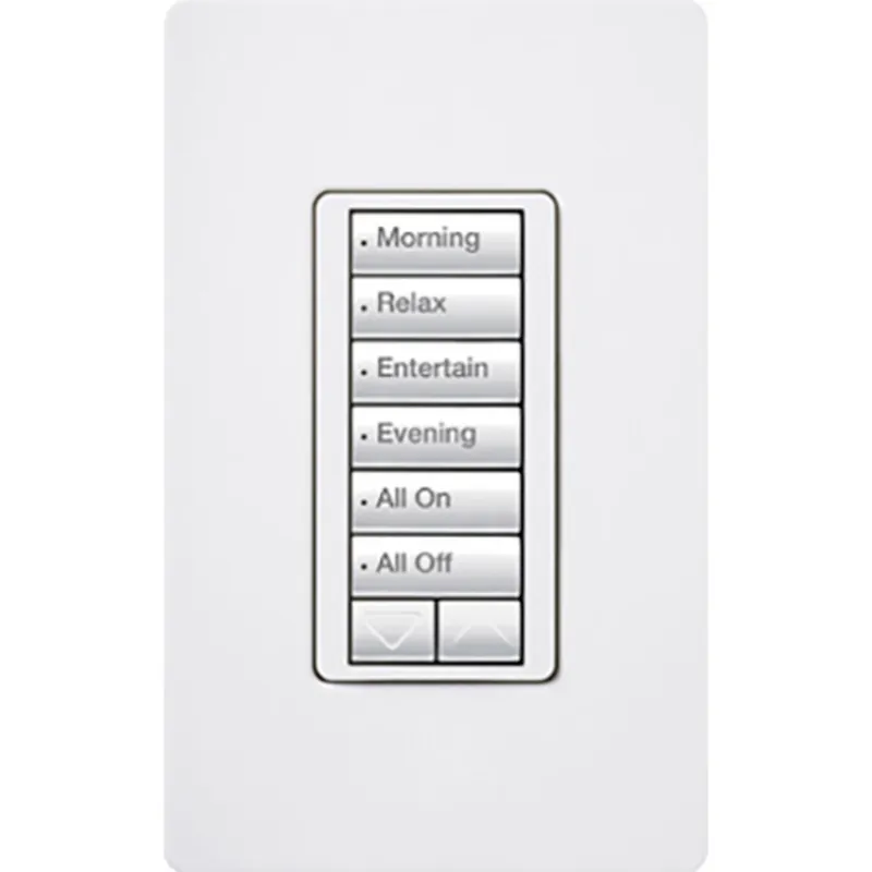 Lutron RRD-W6BRL-WH RadioRA 2 seeTouch Wall Mount Designer Keypad, 6 Button with Raise/Lower - White