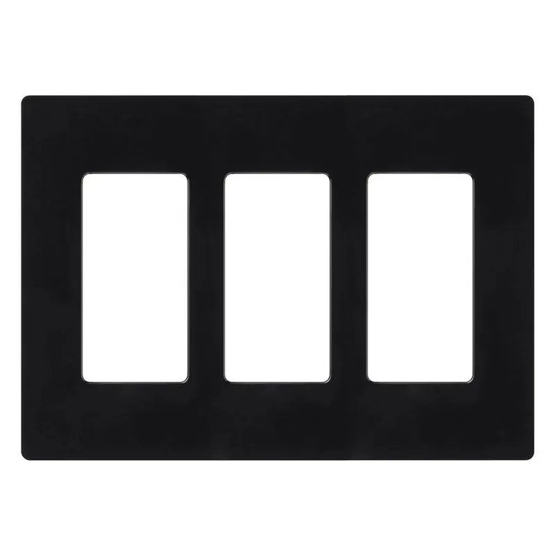 Lutron CW-3-BL Claro Wallplate Black Thermoset 3-Gang Screwless