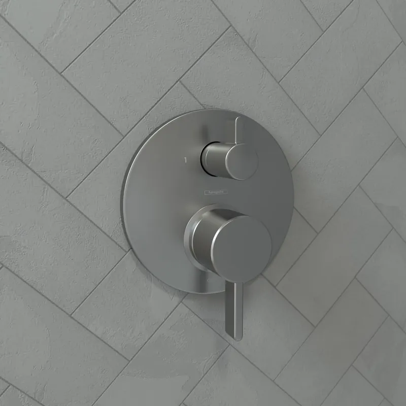 Hansgrohe 04447340 Ecostat Pressure Balance Trim S with Diverter in Brushed Black Chrome