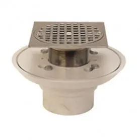 Zurn FD2254-NH2-CS4 2-inch Cast-Iron No-Hub Shower Drain with 4 3/16-inch Square Chrome-Plated Top