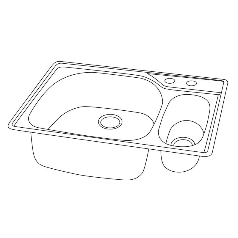 Elkay DLCGR3322R2 Sink 33X22 2HL SS DBL BWL 18GA Type 304 Self-Rim