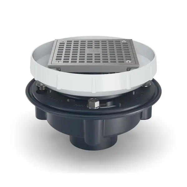 Zurn EZ1-AB2-ST Floor Drain Square Strainer 5 inch Nickel Bronze 2 inch x 3 inch Solvent Weld