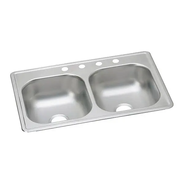 Elkay D233191 Dayton Stainless Steel 33 x 19 x 6-7/16 Equal Double Bowl Drop-in Sink