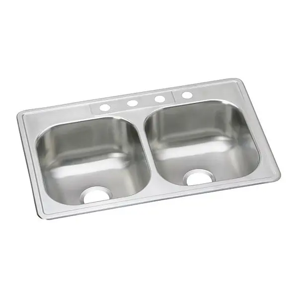 Elkay DSE233214 Dayton Stainless Steel 33 x 21-1/4 x 8-1/16, Equal Double Bowl Drop-in Sink