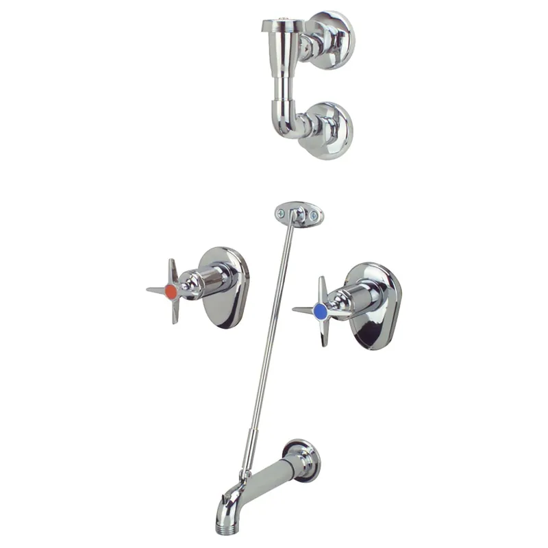 Zurn Z873E2-EVB-IS AquaSpec 8 Clinical Service Sink Faucet - Integral Stops, Elevated Vacuum Breaker, Pail Hook, Wall Brace, 4-Arm Handles