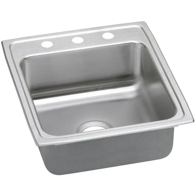 Elkay LRADQ2022553 Lustertone Classic Stainless Steel 19-1/2 x 22 in 3 Hole Sink
