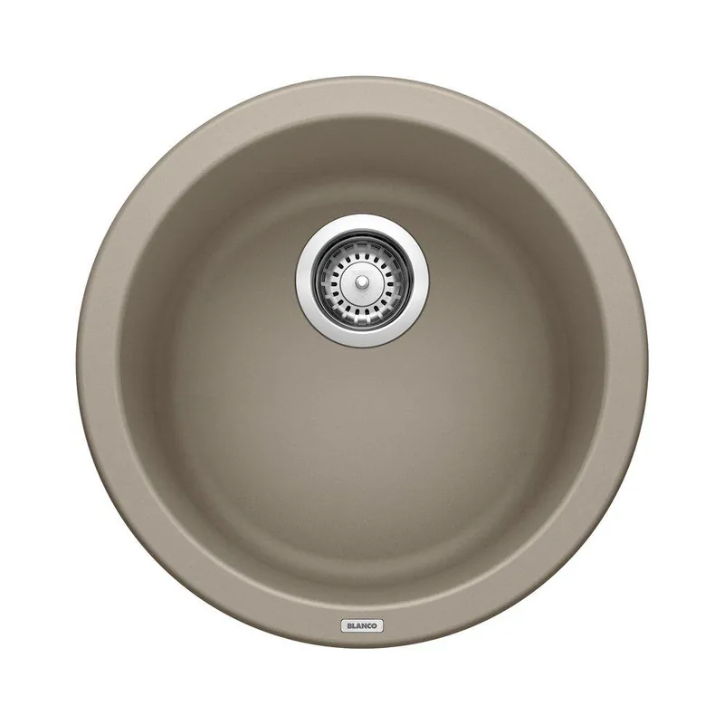 Blanco 517699 Rondo 17-11/16 x 17-11/16 in. Drop-in and Undermount Granite Bar Sink in Truffle