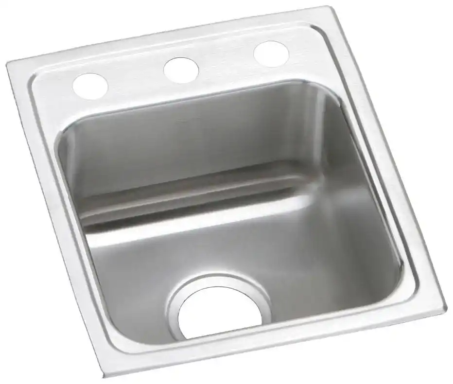 Elkay LRAD1517553 Lustertone Classic Stainless Steel Drop-In Sink 15 x 17-1/2 x 5-1/2 3-Hole