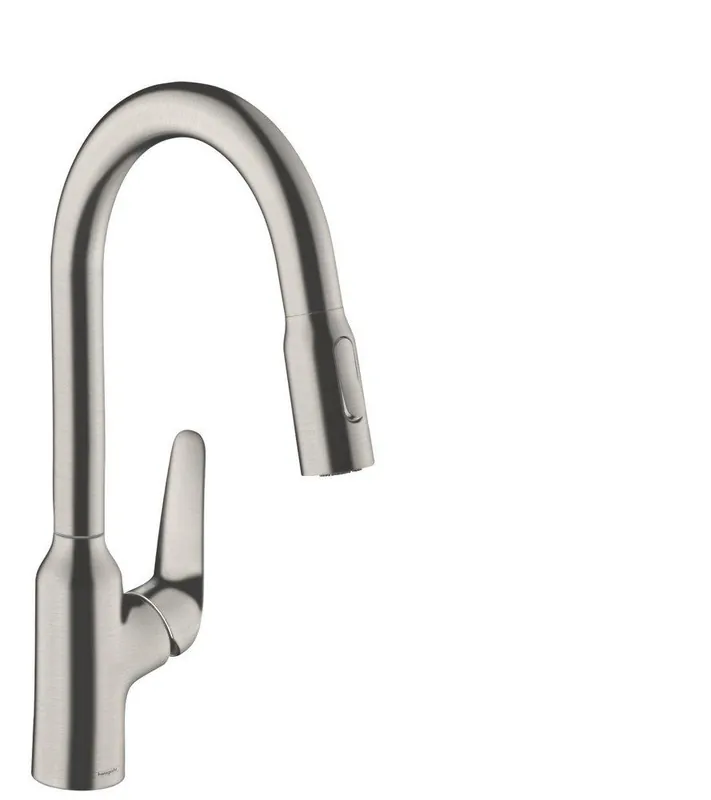 Hansgrohe 71800801 Focus N Single Handle Kitchen Faucet in Steel Optic