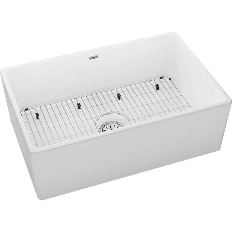 Elkay SWUF28179WHC Fireclay 30 x 19-15/16 x 9-1/8 Single Bowl Farmhouse Sink Kit White