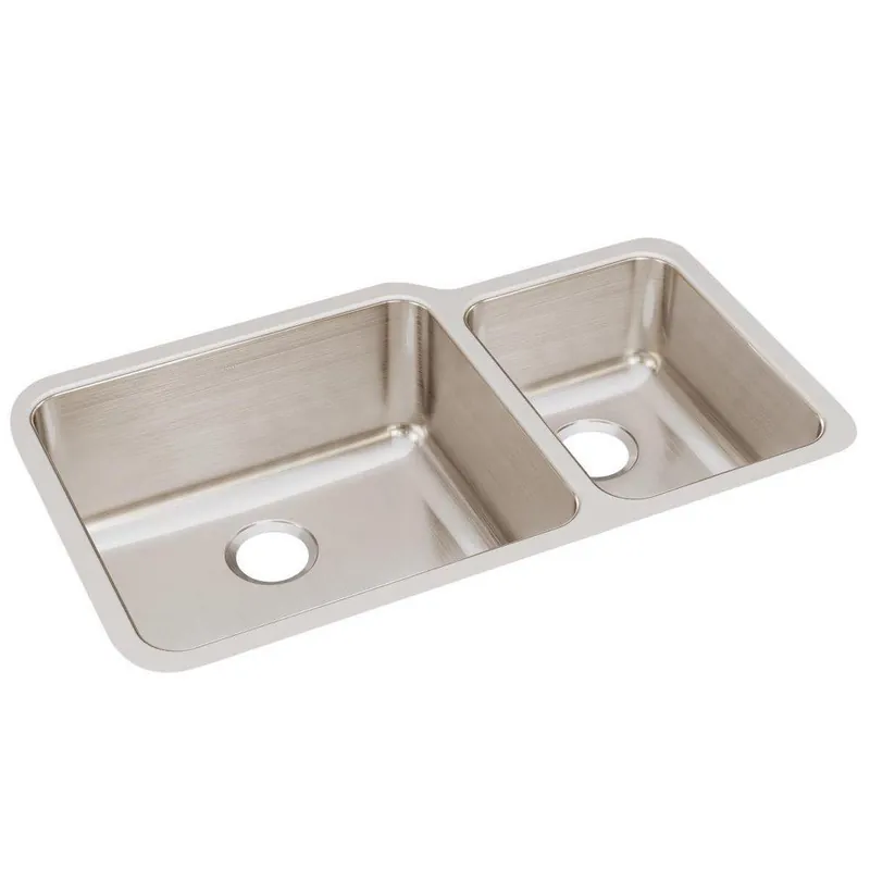 Elkay ELUH3520R Lustertone Classic Stainless Steel Double Bowl Undermount Sink