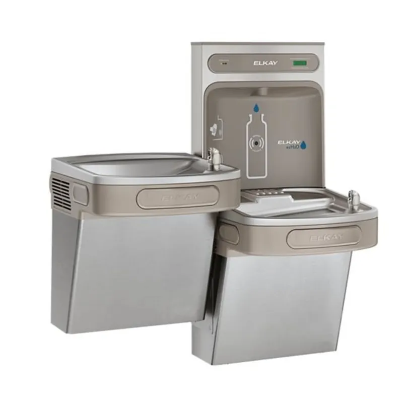 Elkay LZSTL8WSVRSK Elkay ezH2O Bottle Filling Station & Versatile Bi-Level ADA Vandal-Resistant Cooler Filtered Refrigerated Stainless