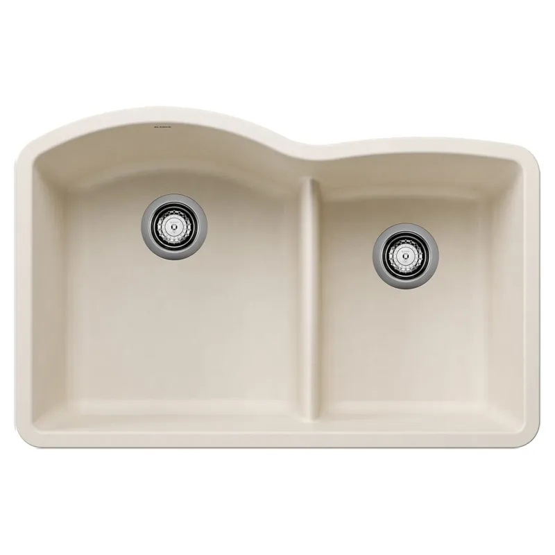 Blanco 443065 Diamond 1-3/4 Double Bowl Kitchen Sink with Low Divide - Soft White