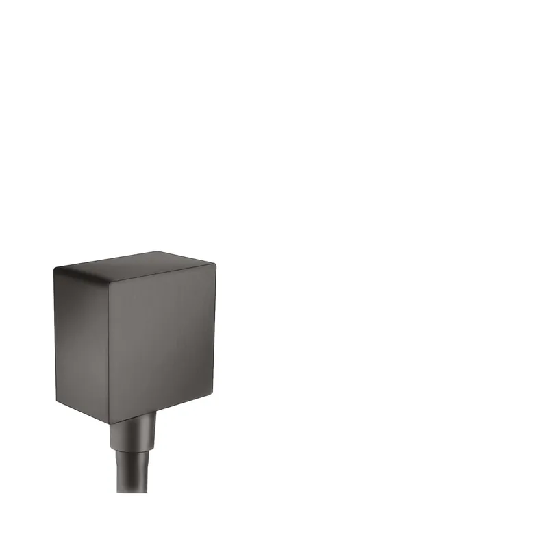 Hansgrohe 26455341 FixFit Wall Outlet Square with Check Valves in Brushed Black Chrome