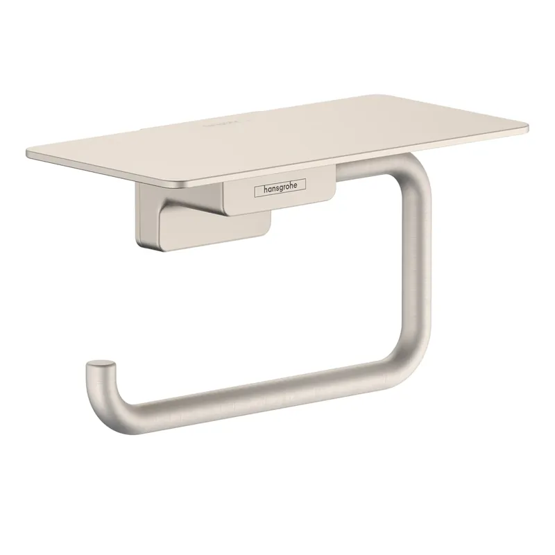 Hansgrohe 41772820 AddStoris Toilet Paper Holder with Shelf in Brushed Nickel