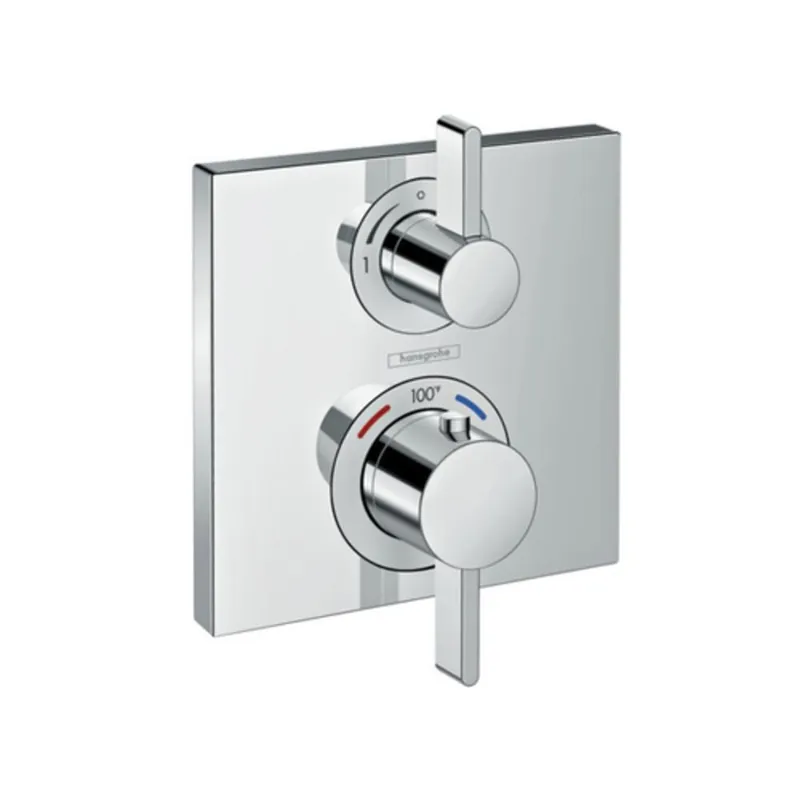 Hansgrohe 15712001 Ecostat Square Two Handle Thermostatic Valve Trim in Polished Chrome