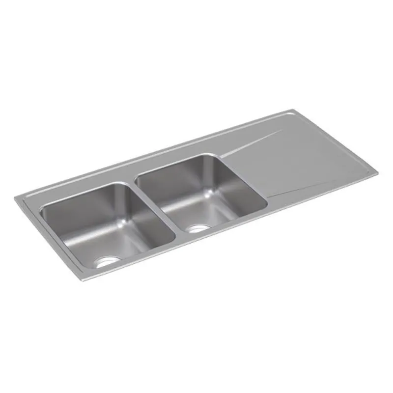 Elkay ILR4822L0 Lustertone Classic Stainless Steel 48 x 22 x 7-5/8 Equal Double Bowl Drop-in Sink with Drainboard