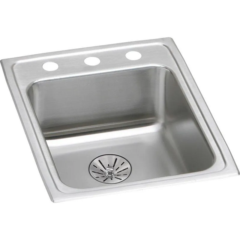Elkay LRAD172265PD2 Lustertone 17 x 22 in. 2 Hole Stainless Steel Single Bowl Drop-in Kitchen Sink