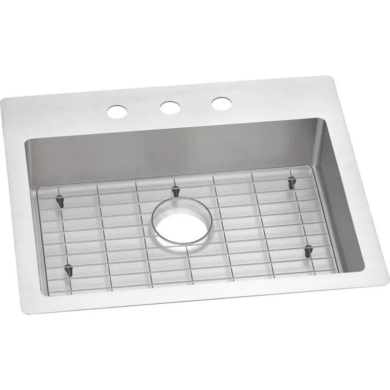 Elkay ECTSRAD25226TBG3 Crosstown 25 x 22 in 3 Hole Stainless Steel Single Bowl Dual Mount Kitchen Sink