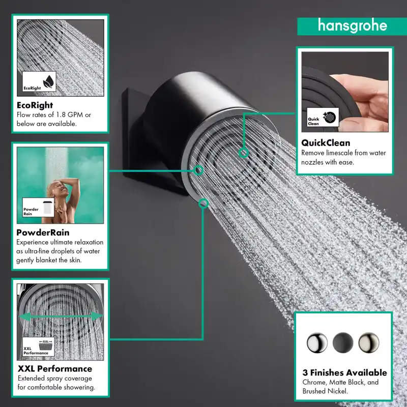 Hansgrohe 24132671 Pulsify S Showerhead 105 1-Jet 1.75 GPM in Matte Black