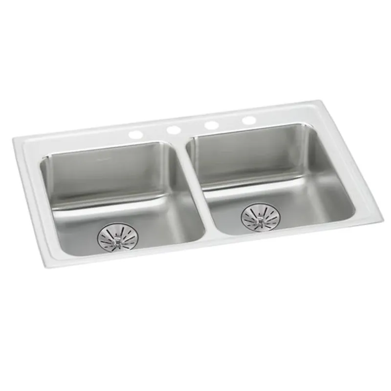 Elkay LRAD292265PD4 Lustertone Classic Stainless Steel 29 x 22 x 6-1/2 4-Hole Equal Double Bowl Drop-in ADA Sink
