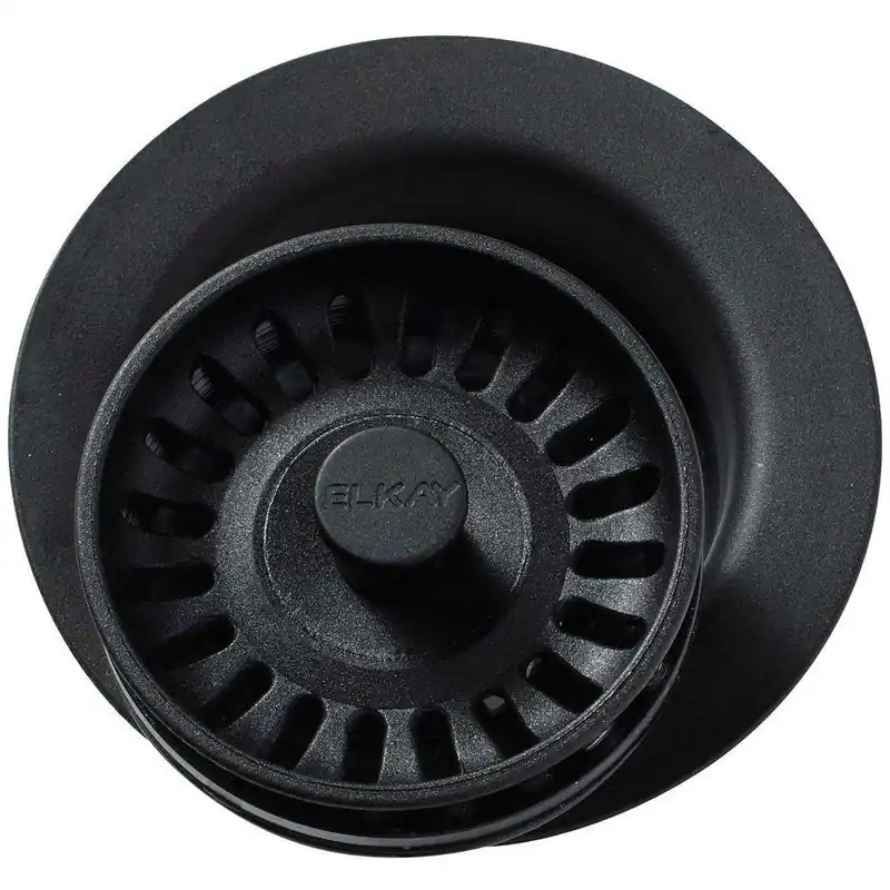 Elkay LKQD35CA Plastic Disposer Flange with Basket Strainer and Stopper in Caviar