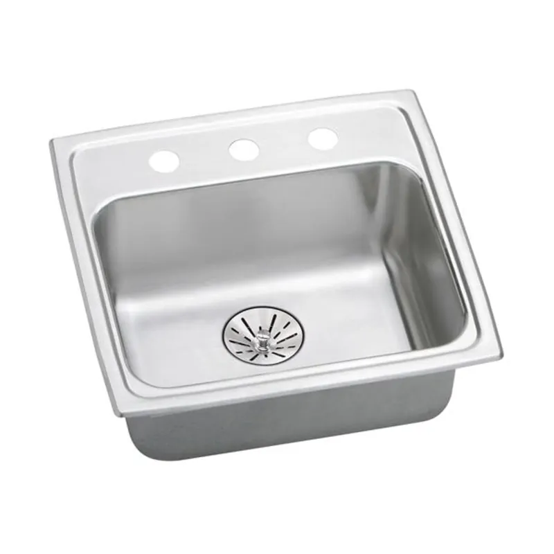 Elkay LRADQ191965PD1 Lustertone Classic Stainless Steel 19-1/2 x 19 x 6-1/2 1-Hole Single Bowl Drop-in ADA Sink with Perfect Drain