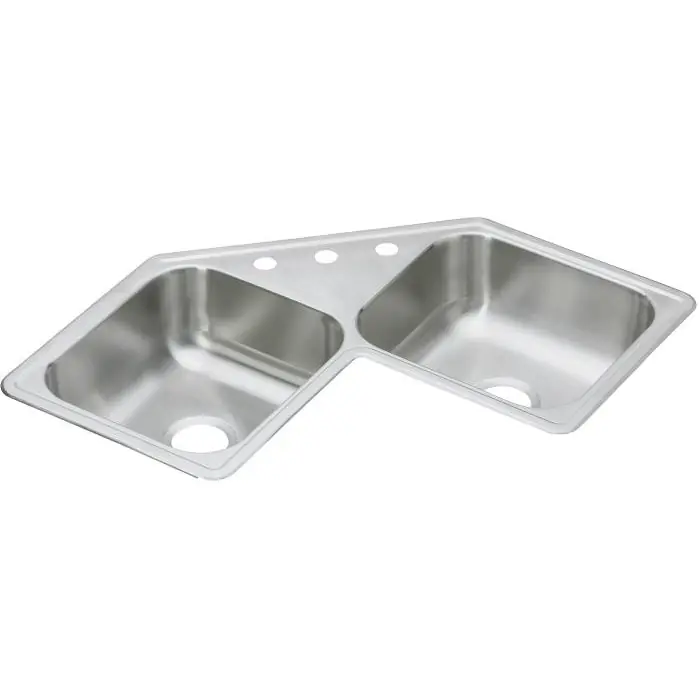 ELKAY DE217323 SINK 17X32 3HL DBL BWL SS DE21732-3 18GA TYPE 304