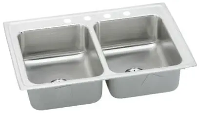 Elkay LR3321PD5 SINK 33X21 5HL DBL BWL SS 18GA LR3321PD5 PERFECT DRAIN
