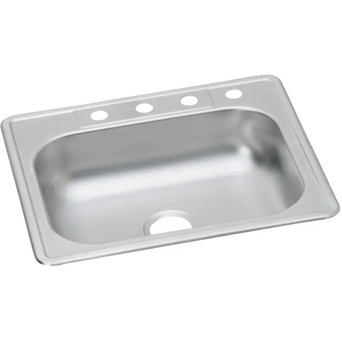 Elkay K125224 Dayton Stainless Steel 25 x 22 x 6-1/16 4-Hole Single Bowl Drop-In Sink